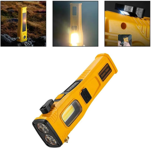 Solar Emergency Flashlight with Safety Hammer